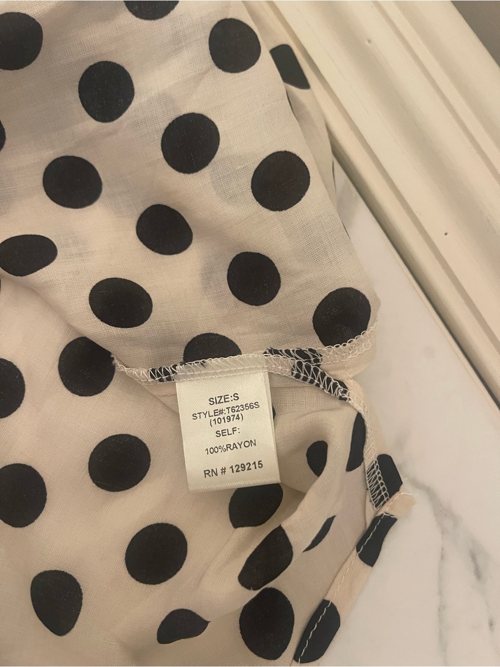 Sleeveless Polka Dot Tie-Neck Blouse in Cream and Black - Picture 4 of 4